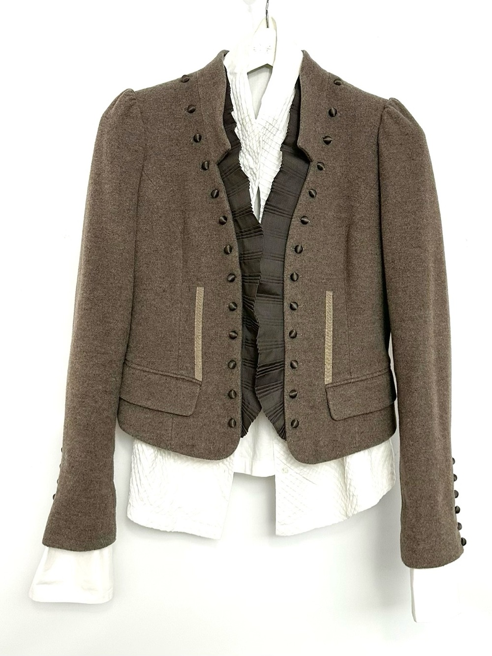 ⏰ccoFINAL$DROP- Studio Brown Tailored Women's Blazer with Button Trim